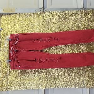 Almost famous red denim distressed  jeans